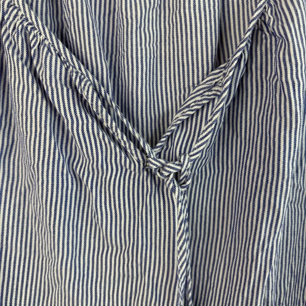 Cleo long sleeve top ruffles frilly tie up Blue Striped Ruffle Sleeve Top - Picture 9 of 13